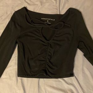 Black long sleeve with tie in front